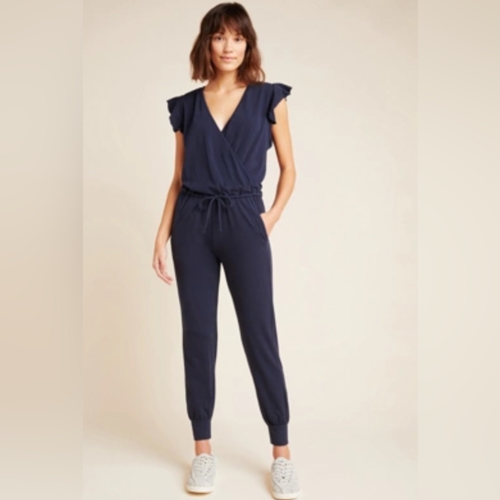 Sundry Navy Flutter‎ Sleeve Jumpsuit